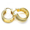 Oro Laminado Small Hoop, Gold Filled Style with Black and White Cubic Zirconia, Polished, Golden Finish, 02.210.0291.2.20