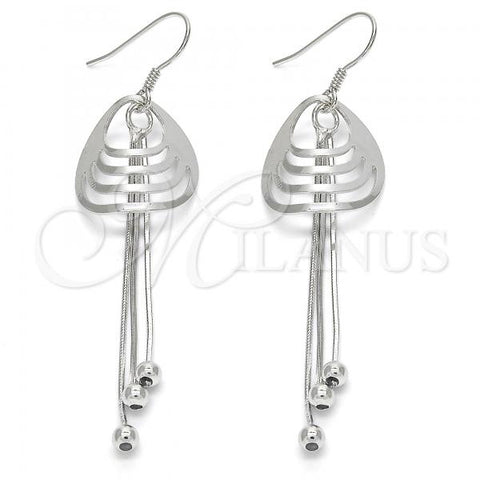 Sterling Silver Long Earring, Polished, Rhodium Finish, 02.183.0030