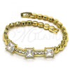 Oro Laminado Fancy Bracelet, Gold Filled Style with White Cubic Zirconia, Polished, Golden Finish, 03.283.0256.1.07