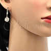 Oro Laminado Dangle Earring, Gold Filled Style Ball Design, with White Cubic Zirconia, Polished, Golden Finish, 5.123.021