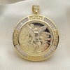 Oro Laminado Religious Pendant, Gold Filled Style Centenario Coin and Angel Design, with White Cubic Zirconia, Polished, Golden Finish, 05.253.0074