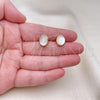 Oro Laminado Stud Earring, Gold Filled Style Ball Design, with White Opal, Polished, Golden Finish, 02.342.0312