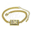 Oro Laminado Fancy Bracelet, Gold Filled Style Airplane Design, with White Micro Pave, Polished, Golden Finish, 03.193.0002.08