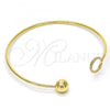 Oro Laminado Individual Bangle, Gold Filled Style Ball Design, with White Crystal, Polished, Golden Finish, 07.204.0004 (02 MM Thickness, One size fits all)