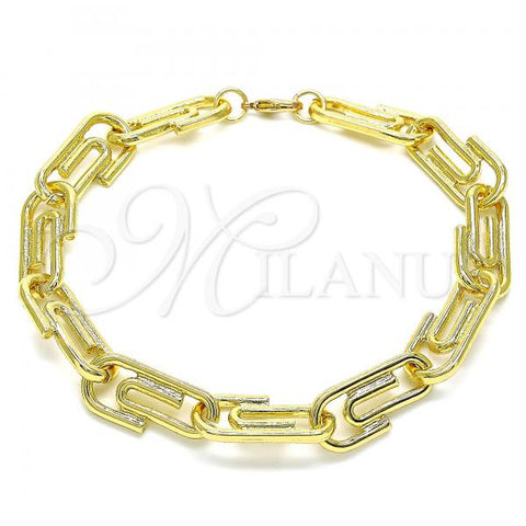 Oro Laminado Basic Anklet, Gold Filled Style Paperclip Design, Polished, Golden Finish, 04.362.0040.10