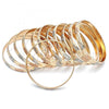 Gold Plated Dozen Bangle, Diamond Cutting Finish, Tricolor, 5.264.002.04 (06 MM Thickness, Size 4 - 2.25 Diameter)