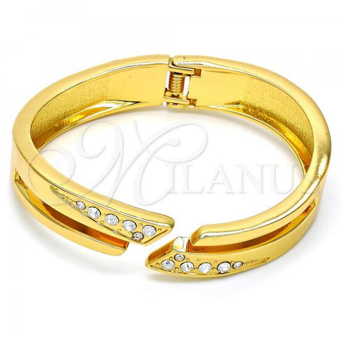 Gold Tone Individual Bangle, with White Crystal, Polished, Golden Finish, 07.252.0016.GT (14 MM Thickness, One size fits all)