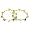 Oro Laminado Stud Earring, Gold Filled Style Evil Eye Design, Multicolor Enamel Finish, Golden Finish, 02.341.0068