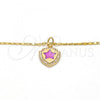 Oro Laminado Pendant Necklace, Gold Filled Style Star Design, with Amethyst Opal and White Micro Pave, Polished, Golden Finish, 04.63.1325.1.18