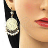 Oro Laminado Long Earring, Gold Filled Style with Ivory Pearl, Polished, Golden Finish, 02.331.0055