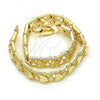 Oro Laminado Fancy Bracelet, Gold Filled Style Heart Design, Polished, Golden Finish, 03.100.0047.08