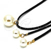 Oro Laminado Fancy Necklace, Gold Filled Style Choker and Ball Design, with Ivory Pearl, Polished, Golden Finish, 04.215.0014.72