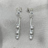 Sterling Silver Long Earring, with White Cubic Zirconia, Polished, Silver Finish, 02.401.0067