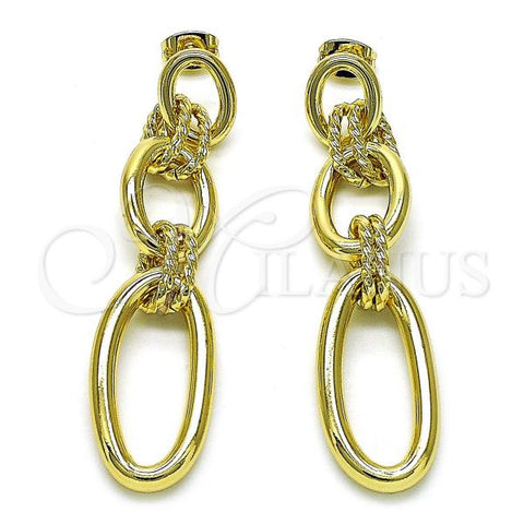 Oro Laminado Long Earring, Gold Filled Style Polished, Golden Finish, 02.213.0650