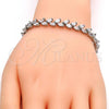 Rhodium Plated Tennis Bracelet, Leaf Design, with White Cubic Zirconia, Polished, Rhodium Finish, 03.210.0018.1.07