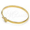 Oro Laminado Individual Bangle, Gold Filled Style Flower Design, Polished, Golden Finish, 07.192.0014.06 (12 MM Thickness, Size 6 - 2.75 Diameter)