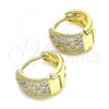 Oro Laminado Huggie Hoop, Gold Filled Style with White Micro Pave, Polished, Golden Finish, 02.210.0579.15