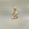 Oro Laminado Fancy Pendant, Gold Filled Style Initials Design, with  Crystal, Golden Finish, 05.26.0038