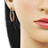 Oro Laminado Small Hoop, Gold Filled Style Greek Key Design, Polished, Golden Finish, 02.170.0525.25