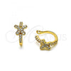 Oro Laminado Earcuff Earring, Gold Filled Style Butterfly Design, with White Micro Pave, Polished, Golden Finish, 02.213.0376