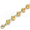 Oro Laminado Fancy Anklet, Gold Filled Style Diamond Cutting Finish, Golden Finish, 03.93.0012.10