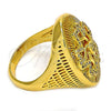 Oro Laminado Multi Stone Ring, Gold Filled Style Flower Design, with White Micro Pave, Polished, Golden Finish, 01.118.0054.08 (Size 8)