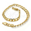 Gold Tone Basic Bracelet, Curb Design, Polished, Golden Finish, 04.242.0027.08GT