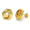 Oro Laminado Stud Earring, Gold Filled Style Love Knot Design, Polished, Golden Finish, 02.63.2379