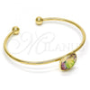 Oro Laminado Individual Bangle, Gold Filled Style with Luminous Green Swarovski Crystals, Polished, Golden Finish, 07.239.0010.5 (02 MM Thickness, One size fits all)