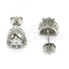 Sterling Silver Stud Earring, with White Cubic Zirconia and White Crystal, Polished, Rhodium Finish, 02.285.0011