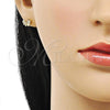 Oro Laminado Stud Earring, Gold Filled Style Bow Design, with White Micro Pave, Polished, Golden Finish, 02.196.0158