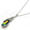 Rhodium Plated Pendant Necklace, Teardrop and Rolo Design, with Volcano and Aurore Boreale Swarovski Crystals, Polished, Rhodium Finish, 04.239.0037.3.16