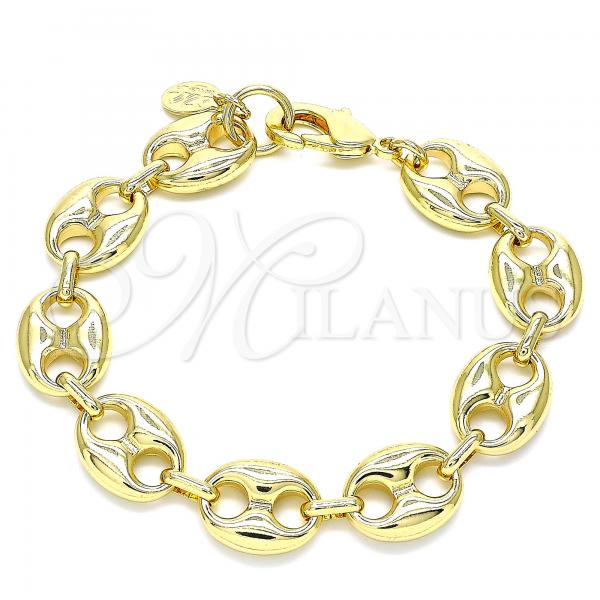 Oro Laminado Basic Bracelet, Gold Filled Style Puff Mariner Design, Polished, Golden Finish, 04.63.1411.08