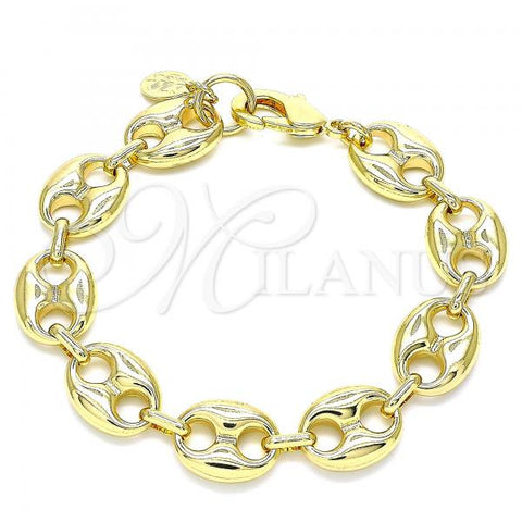 Oro Laminado Basic Bracelet, Gold Filled Style Puff Mariner Design, Polished, Golden Finish, 04.63.1411.08