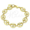Oro Laminado Basic Bracelet, Gold Filled Style Puff Mariner Design, Polished, Golden Finish, 04.63.1411.08