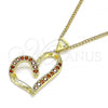 Oro Laminado Pendant Necklace, Gold Filled Style Heart Design, with White Micro Pave, Polished, Golden Finish, 04.156.0030.2.20