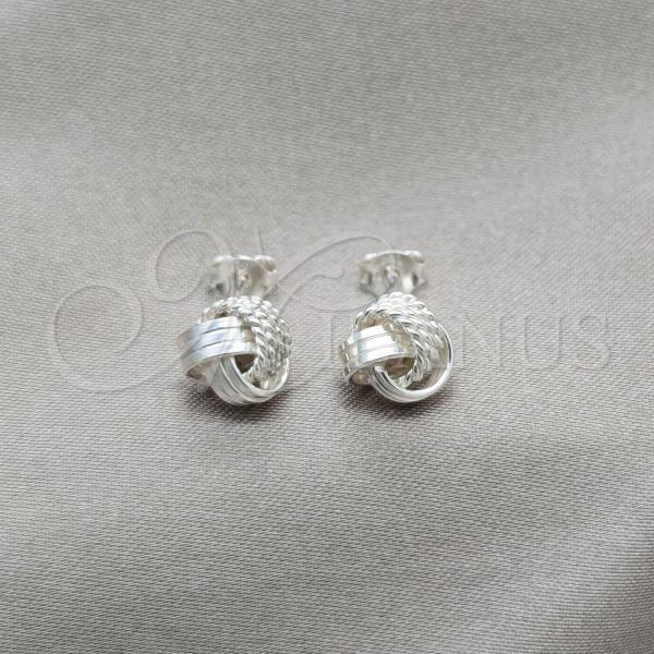 Sterling Silver Stud Earring, Love Knot Design, Polished, Silver Finish, 02.409.0024