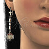 Oro Laminado Long Earring, Gold Filled Style Guadalupe Design, with Multicolor Crystal, Polished, Tricolor, 02.351.0027
