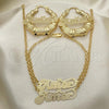 Oro Laminado Necklace, Bracelet and Earring, Gold Filled Style Polished, Golden Finish, 06.63.0237