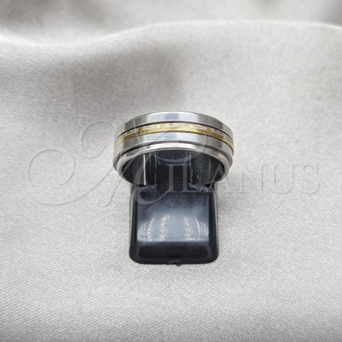 Stainless Steel Mens Ring, Double Design, Polished, Two Tone, 01.63.0716.09