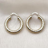 Oro Laminado Medium Hoop, Gold Filled Style Hollow Design, Diamond Cutting Finish, Golden Finish, 02.213.0818.30