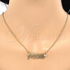 Oro Laminado Pendant Necklace, Gold Filled Style Nameplate Design, Polished, Golden Finish, 04.106.0024.20