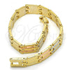 Oro Laminado Solid Bracelet, Gold Filled Style Polished, Tricolor, 03.102.0035.07