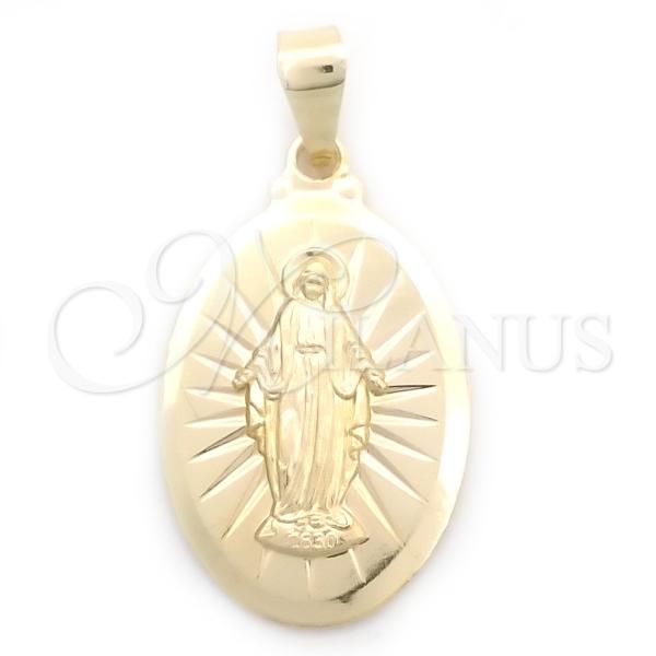 Oro Laminado Religious Pendant, Gold Filled Style Medalla Milagrosa Design, Polished, Golden Finish, 05.58.0015