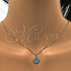 Oro Laminado Pendant Necklace, Gold Filled Style with Blue Topaz Opal and White Micro Pave, Polished, Golden Finish, 04.63.1319.2 .18