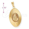 Oro Laminado Religious Pendant, Gold Filled Style Altagracia Design, Diamond Cutting Finish, Golden Finish, 5.197.011