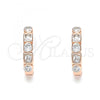 Sterling Silver Huggie Hoop, with White Cubic Zirconia, Polished, Rose Gold Finish, 02.332.0075.1.15