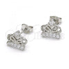 Sterling Silver Stud Earring, Crown Design, with White Cubic Zirconia, Polished,, 02.285.0044