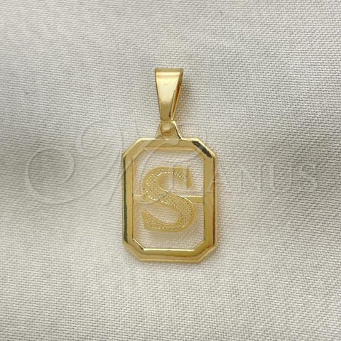 Oro Laminado Fancy Pendant, Gold Filled Style Initials Design, Polished, Golden Finish, 05.02.0069.19