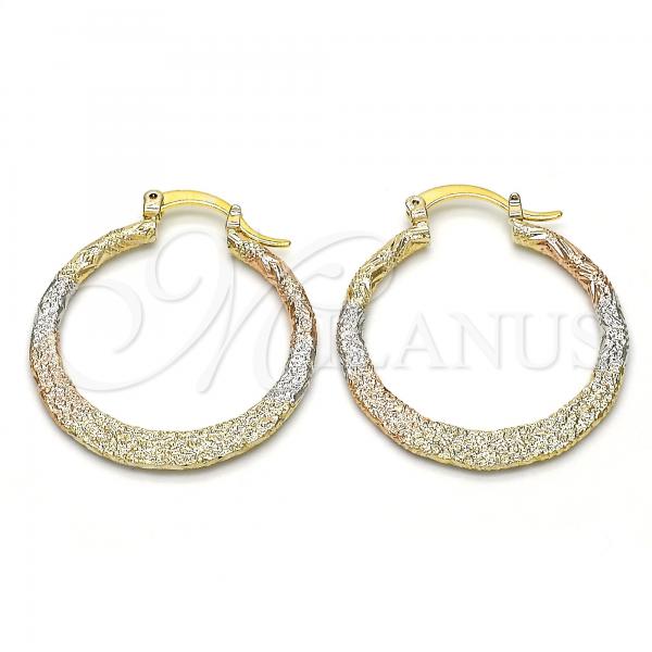 Oro Laminado Medium Hoop, Gold Filled Style Matte Finish, Tricolor, 02.65.2593.30